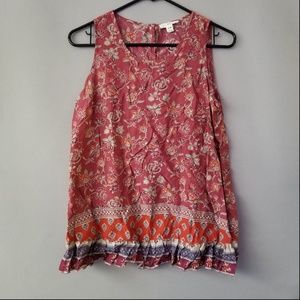 X BLL NEW YORK SLEEVELESS PRINTED BOHO TANK TOP